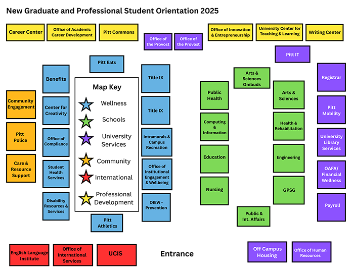 Map of resource fair participating offices and schools; list also appears below image in body text.