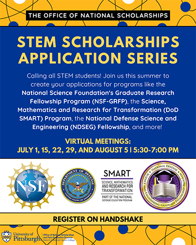 STEM Scholarship Application Series: Virtual Meetings July 1, 15, 22, 29 and August 5, 5:30-7 p.m.
