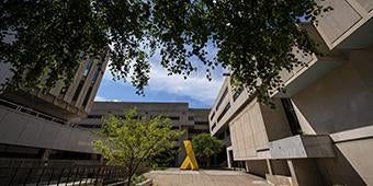 campus buildings around courtyard