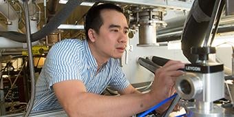 student working in Levy Physics & Astronomy Lab