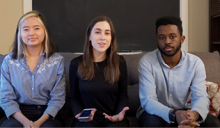 still from bioZone video showing three participating PhD students 