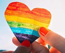 paper heart with rainbow coloring